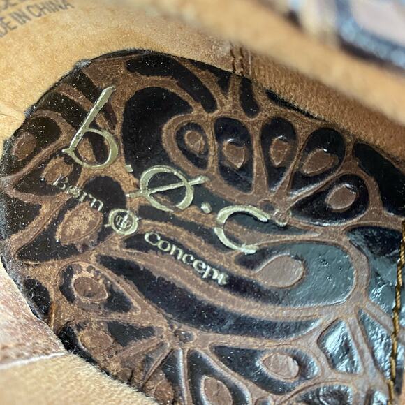 b.o.c Born‎ Peggy Embossed Leather Clogs Women Size 10 EU 42 Brown Boho Comfort - Picture 6 of 10